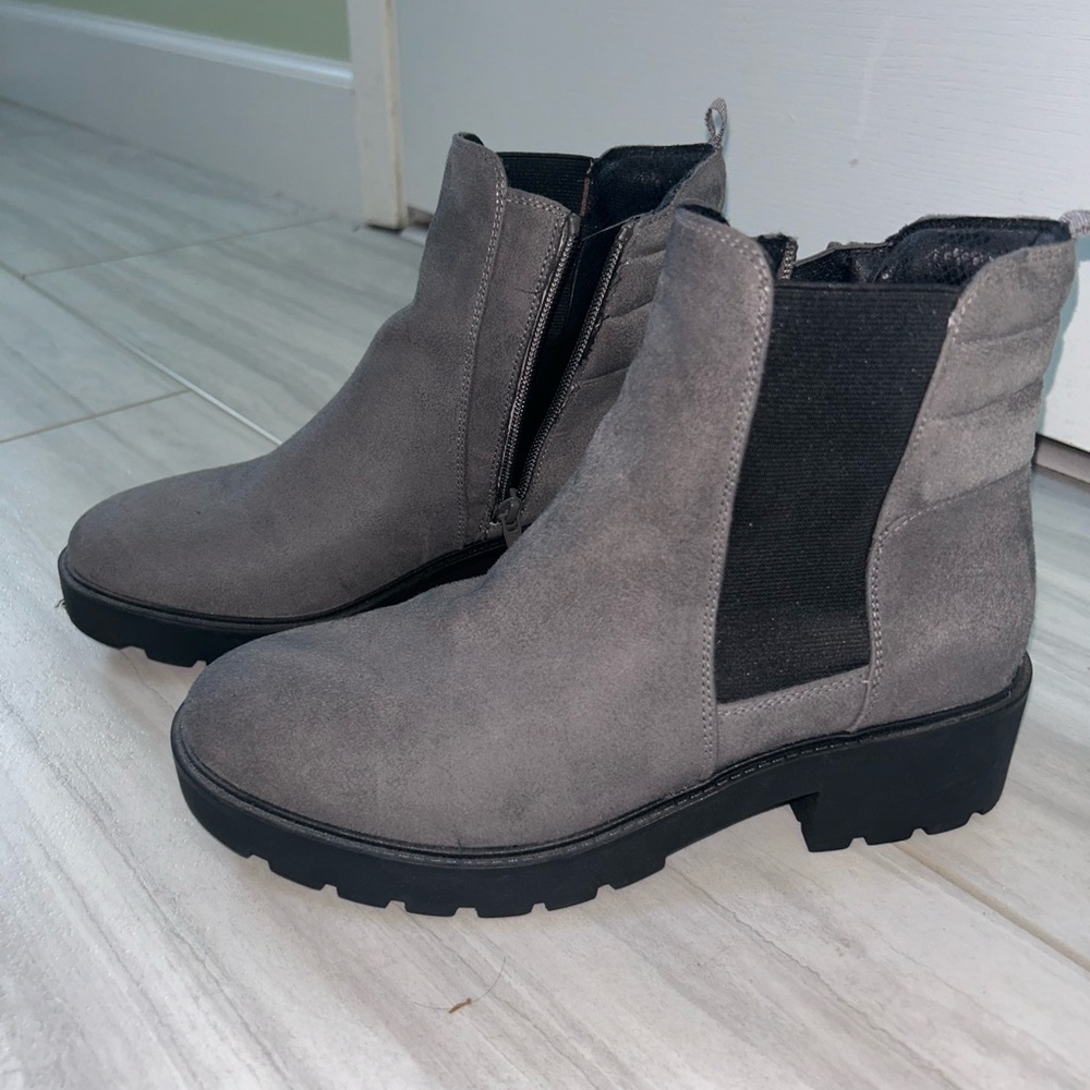 Gray Suede Ankle Boots